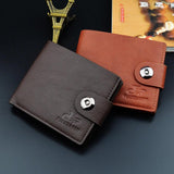 Men's Short Style Soft Wallet Magnetic Buckle Casual Lychee Pattern