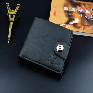 Men's Short Style Soft Wallet Magnetic Buckle Casual Lychee Pattern