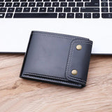 Men's Double Hasp Short Leather Wallet