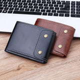 Men's Double Hasp Short Leather Wallet