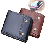 Men's Double Hasp Short Leather Wallet