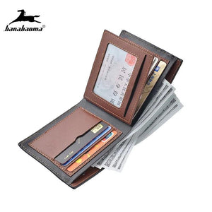 Short Slim Leather Men's Wallet Retro Style
