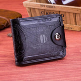 Men Short Wallet Magnetic Buckle Wallets Organizer with Coins Bag