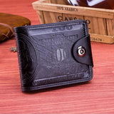 Men Short Wallet Magnetic Buckle Wallets Organizer with Coins Bag
