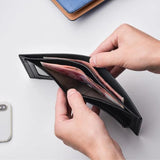 Matte Leather Short Wallet for Men Bifold Slim Purses