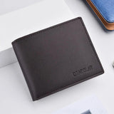 Matte Leather Short Wallet for Men Bifold Slim Purses