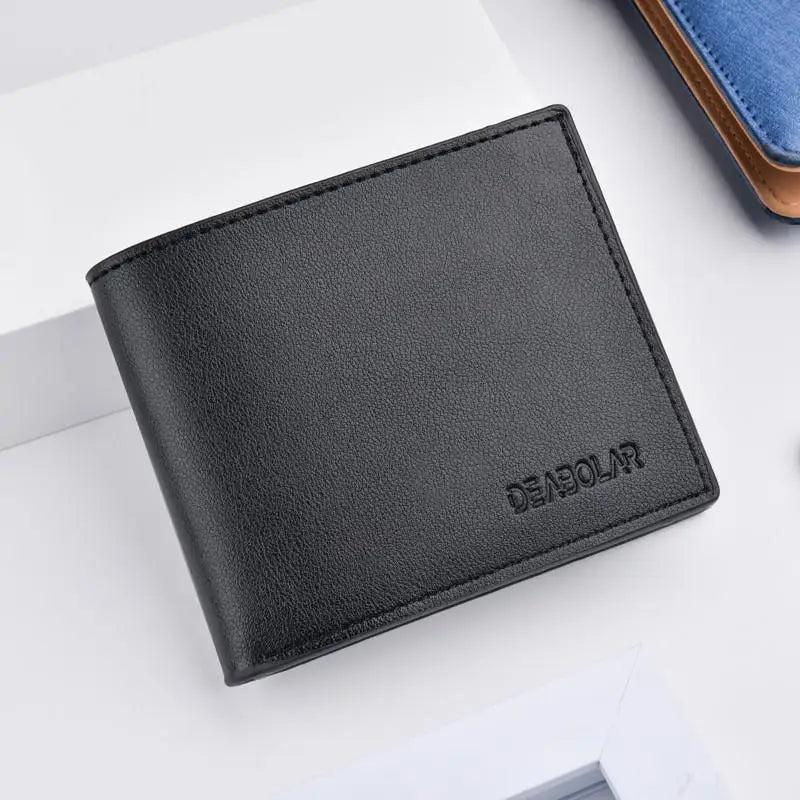 Matte Leather Short Wallet for Men Bifold Slim Purses