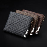 Natural Leather Short Men's Wallet Retro Zipper Slim Man Purse