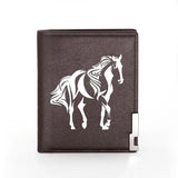 Men Wallet Leather Horse Printing Billfold Credit Card Holder Money Bag