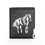 Men Wallet Leather Horse Printing Billfold Credit Card Holder Money Bag