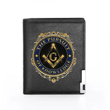 Masonic Man Leather Wallet Pursuit Of Knowledge Cover Billfold Slim