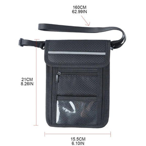 Neck Strip Passport Holder Bag Travel Wallet Zippered Case