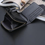 Vintage Men's Short Wallet Clutch Zipper Purse