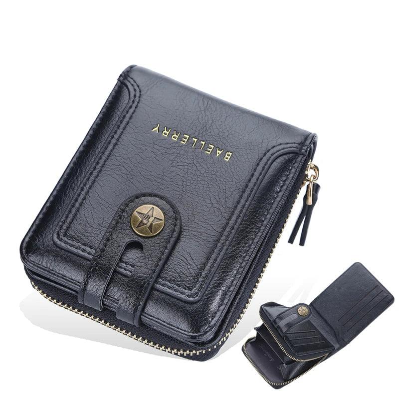 Vintage Men's Short Wallet Clutch Zipper Purse