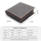 Men's Oil Wax Skin Wallet RFID Protection Cow Leather Billfold Coin Purse