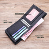 Stylish Men's Short Leather Wallet Money Clip Carteira Masculina