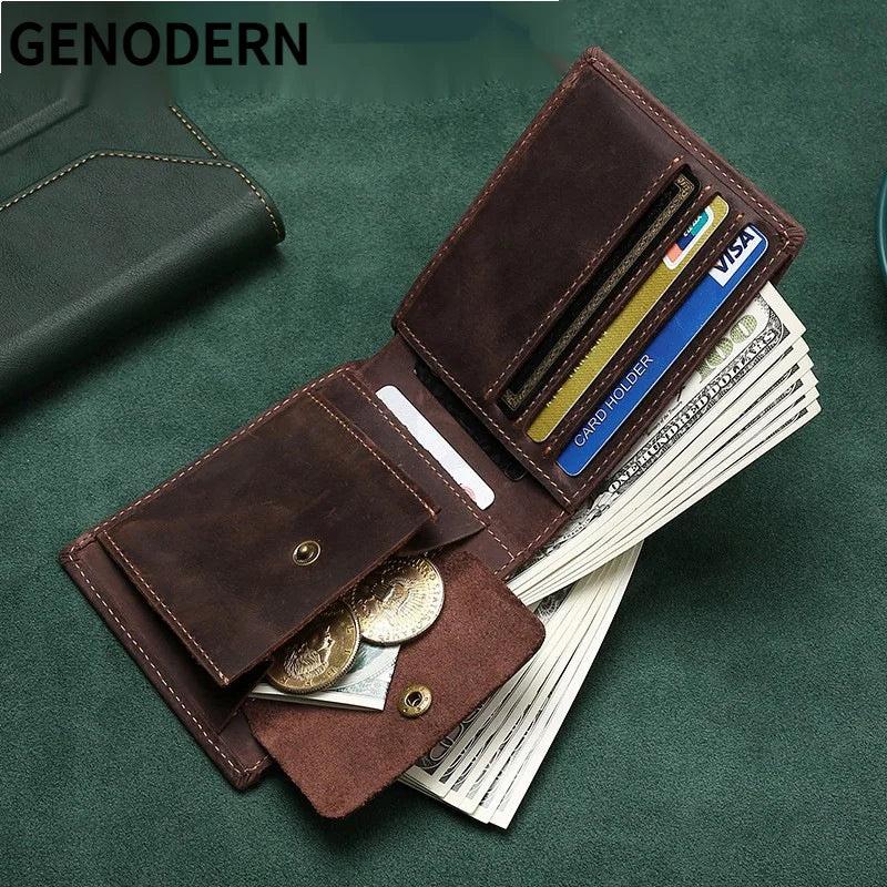 Men's Crazy Horse Leather Wallet Business Retro