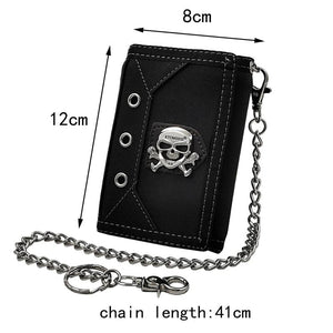 Men Boy Biker Trifold Mini Wallet With Key Chain