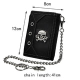 Men Boy Biker Trifold Mini Wallet With Key Chain