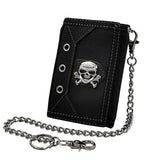 Men Boy Biker Trifold Mini Wallet With Key Chain