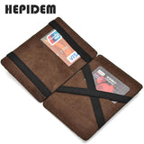 RFID High Crazy Horse Leather Slim Wallet Front Pocket Money Dollar Bill Purse