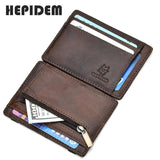 RFID High Crazy Horse Leather Slim Wallet Front Pocket Money Dollar Bill Purse