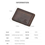 RFID High Crazy Horse Leather Slim Wallet Front Pocket Money Dollar Bill Purse