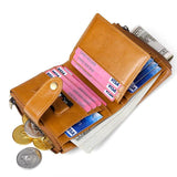 RFID Blocking Men's Leather Wallet with Zipper Coin Pocket