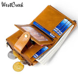 RFID Blocking Men's Leather Wallet with Zipper Coin Pocket