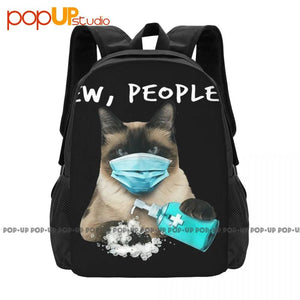 Siamese Cat Ew People Dog Wearing Face Mask Funny Backpack