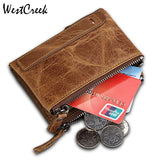 Crazy Horse Leather Short Wallet Anti RFID High Capacity Mens Wallet