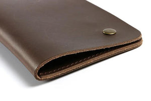 Men's Leather Wallet with Checkbook Holder Long Purse