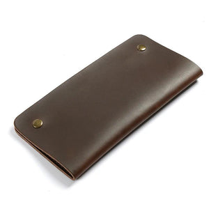 Men's Leather Wallet with Checkbook Holder Long Purse