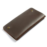 Men's Leather Wallet with Checkbook Holder Long Purse