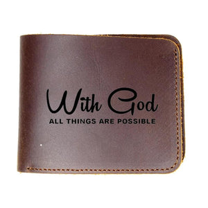 Vintage Leather Purse Engraved Short Wallet