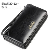 Men's Long Cowhide Leather Wallet Zipper Clutch