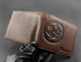 Vintage Dragon Style Leather Men Wallet Cowhide Bifold Purse