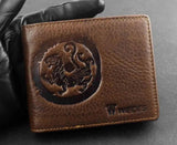 Vintage Dragon Style Leather Men Wallet Cowhide Bifold Purse