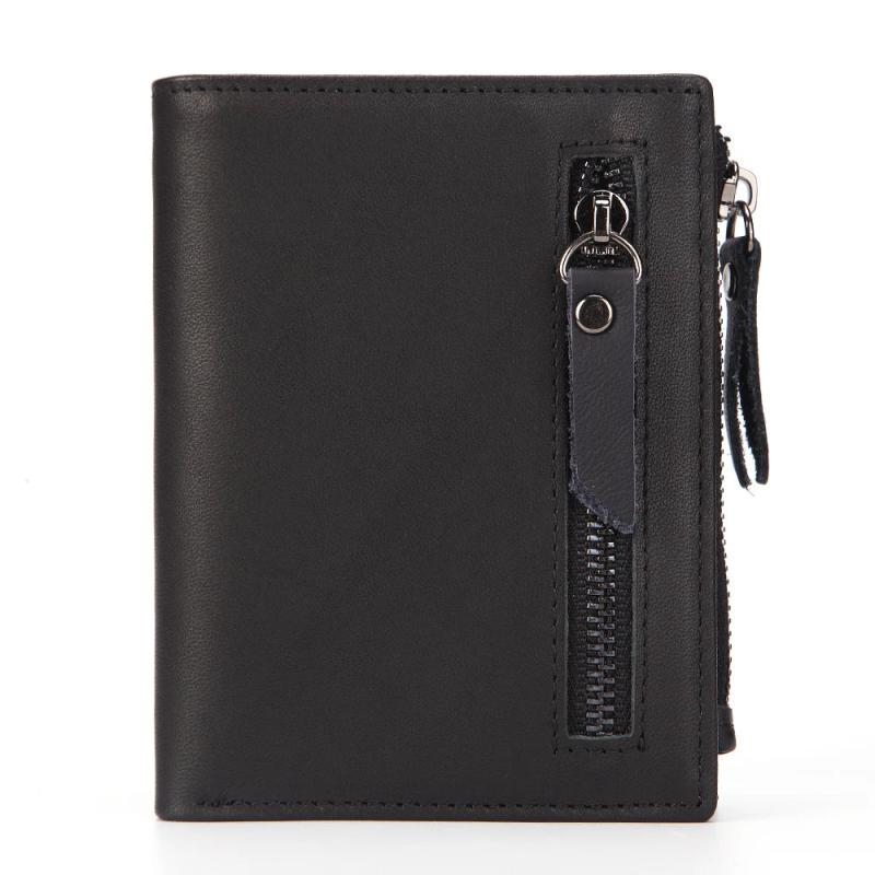 Cow Leather wallet RFID Men's short wallet Zipper bag Vintage Man Purse