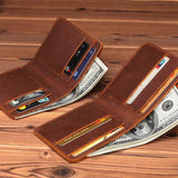 Vintage Short Men Wallet Top Cow Leather Purse