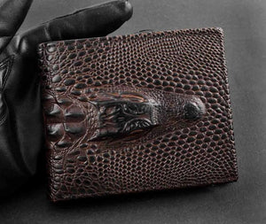 Crocodile Vintage Bifold Cowhide Wallet Money Clip