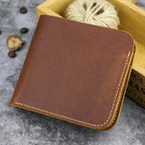 Vintage Crazy Horse Leather Men Wallet - Multi-card Bits Short Purse Money Case
