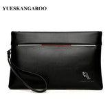 YUES KANGAROO Men Clutch Bag Soft Leather Large Capacity Envelope Wallet
