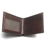 Vintage Cowhide Flower Wallet Men Leather Money Bag