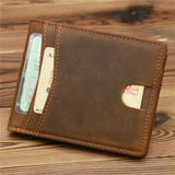 Genuine Leather Men Bifold Wallet Crazy Horse