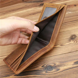 Genuine Leather Men Bifold Wallet Crazy Horse