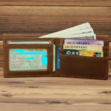 Genuine Leather Men Bifold Wallet Crazy Horse
