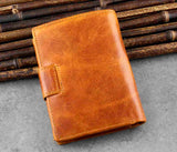 Real Leather Short Hasp Wallet Men Brown