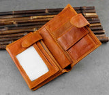 Real Leather Short Hasp Wallet Men Brown