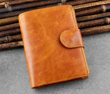 Real Leather Short Hasp Wallet Men Brown